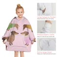 thumbnail image 6 of Colorful Funny Dachshund Blanket Hoodies for Kids 6-13YR Oversize Wearable Blanket Hoodies for Boys Girls Teens, 6 of 7