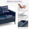 thumbnail image 4 of LAZZO 46" Faux Leather Loveseat Sofa, Mid-Century Modern 2-Seater Couch with 2 Pillows for Small Spaces Living Room Bedroom Office, Blue, 4 of 7