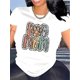 thumbnail image 1 of Dog Mom Paw Print Graphic T-Shirt for Women, Casual Crew Neck Short Sleeve Top, Polyester Blend Knit Fabric, Medium Stretch, All Season Wear - Comfortable Fashion Tee with Alphabet Pattern, 1 of 6