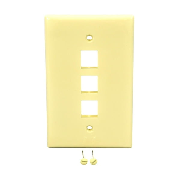 Leviton 41091-3AN 1-Gang 3 Port QuickPort Nylon Midway Wallplate - Almond