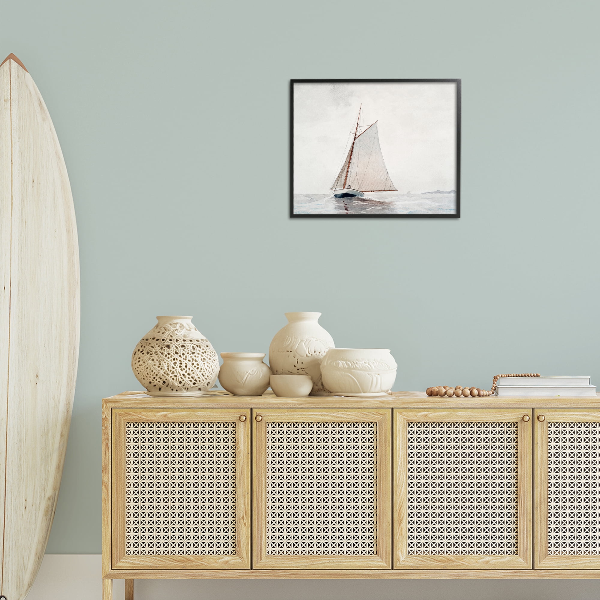 Stupell Industries Timeless Sea Vessel Transportation Painting Black Framed Art Print Wall Art, 20 x 16