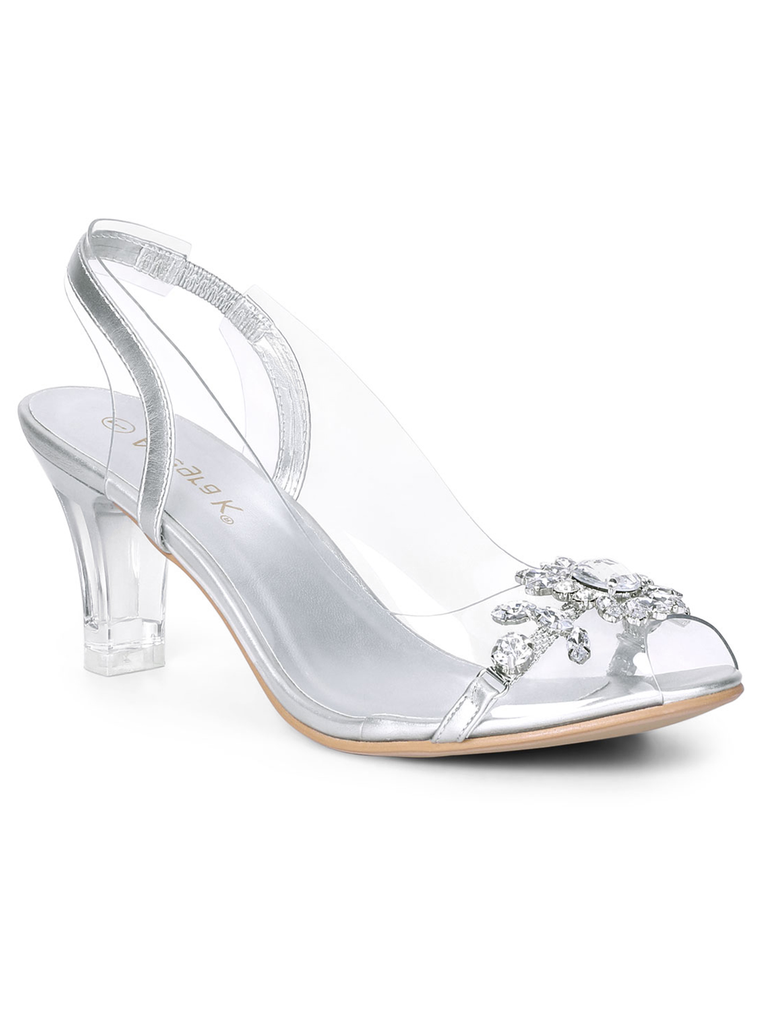 clear and silver sandals