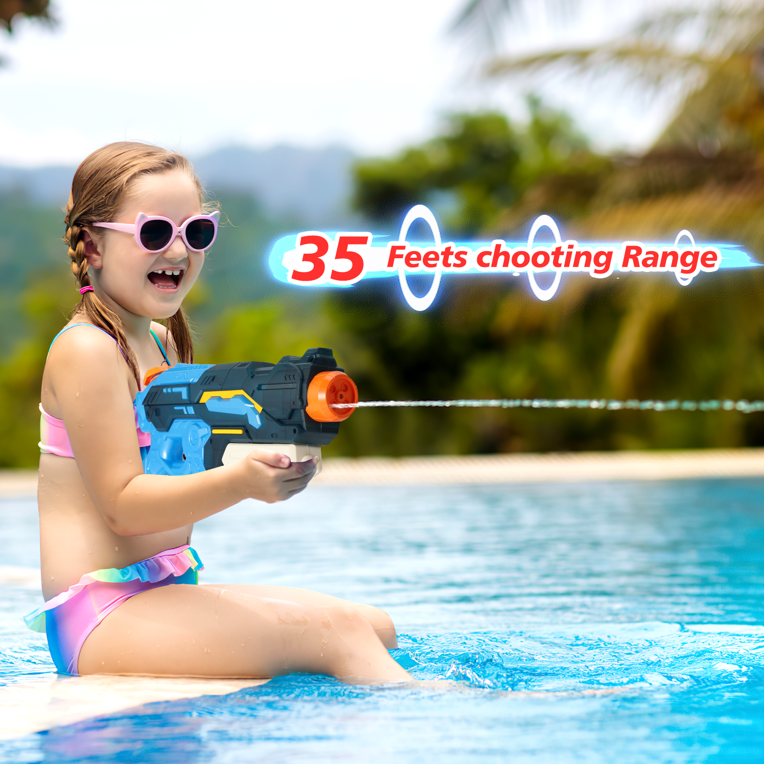 Henotian Water Guns for Kids - 1200cc 2 Pack Super Soaker Water Gun, Water Blaster Leakproof Pool Water Blaster Squirt Blaster for Kids, Adults, Summer Outdoor Toys for Kids
