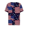 thumbnail image 5 of Lilgiuy Womens 4th of July Tops V Neck Buttons Trendy Shirts Short Sleeve Dressy Blouses 2024 American Flag Star Print Shirts Clothes(Navy,S), 5 of 5