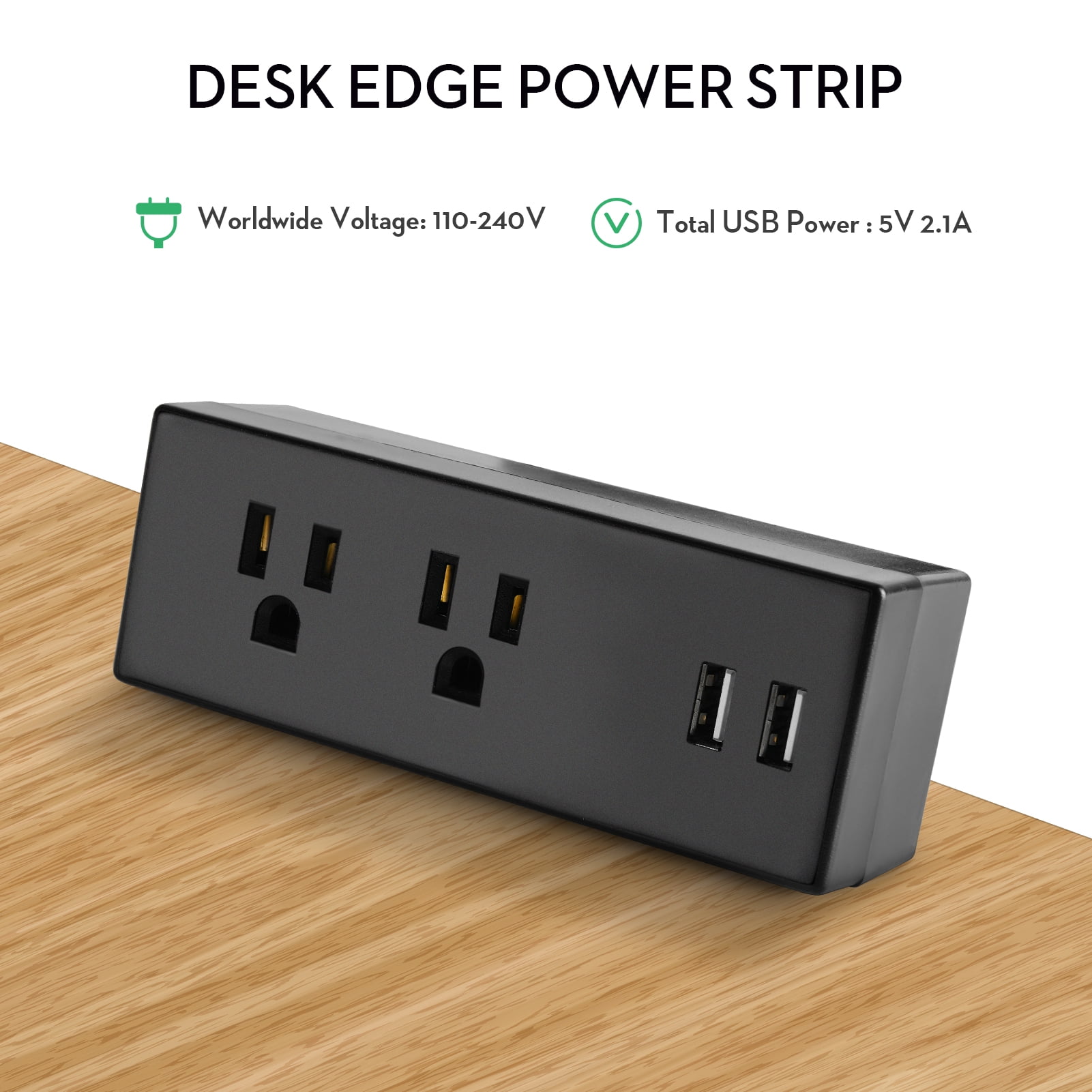 Desk Clamp Power Strip with USB Ports Desktop Mountable Outlets Table Edge Power Plug