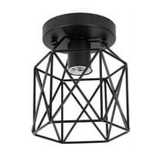 TiFyTofy Flush Mount Ceiling Light Black Metal Industrial Farmhouse Ceiling Lamp without Bulb