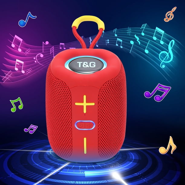 Altavoz de mano inalámbrico Bluetooth | Altavoz portátil con luz LED de colores | Sonido estéreo | Bluetooth 5.0 | Tarjeta TF USB AUX | Batería de 800 mAh | 14x10x10cm | Uso doméstico al aire libre