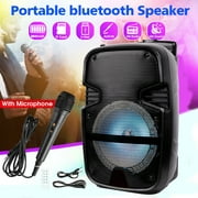 8" Portable Wireless Karaoke Bluetooth Speaker, Remote Control Party PA Loudspeaker With Microphone, Black