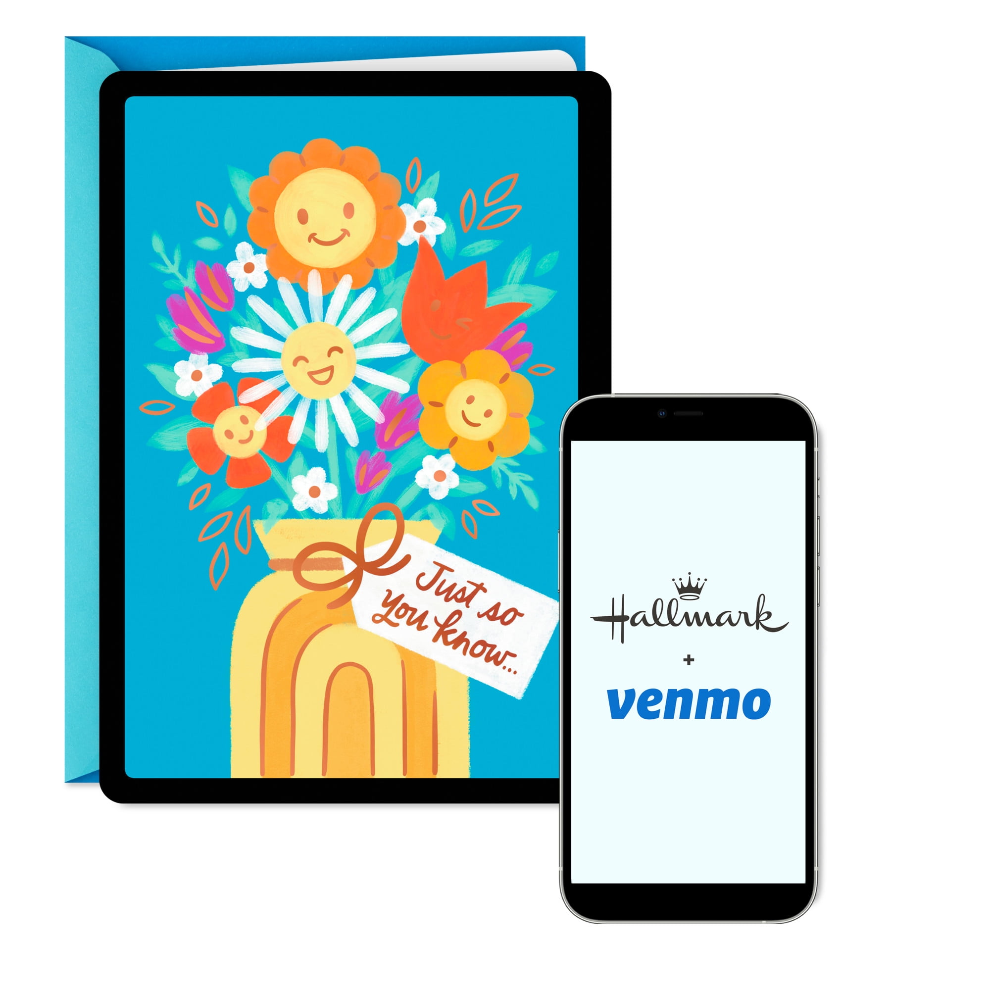Hallmark and Venmo Thinking of You Card, Birthday, Get Well (Bunch of Good Thoughts Flower Bouquet)