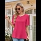 thumbnail image 4 of Tops de Mujer 2025, Camisetas Casuales de Acampanada, Camisetas Básicas de Verano con Cuello Redondo, Blusas Lindas, Color Rosa y Rojo, Talla L, 4 of 7