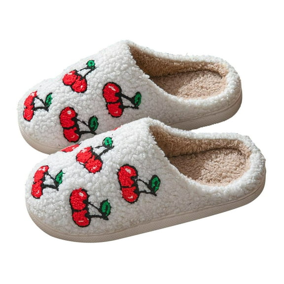 Dakaela Cute Fruit Slippers for Women Men Bedroom Fuzzy House Shoes Winter Warm Indoor Outdoor Slides