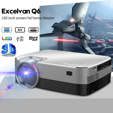 Excelvan Q6 Upgraded 1080P Full HD Video Projector LED Suitable for HDMI Home Theater Projector Compatible with iPhone / Android / PS4 / Laptop / TV