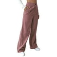 thumbnail image 3 of TRKIYQC Pantalones casuales de pana para mujer, pantalones largos rectos sólidos con cierre de cremallera para primavera y otoño TRKIYQC moda, 3 of 6