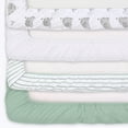 thumbnail image 4 of The Peanutshell Celestial Stars and Elephant Fitted Crib Sheets, Unisex 8-Pack Set, Grey, Green, 4 of 13