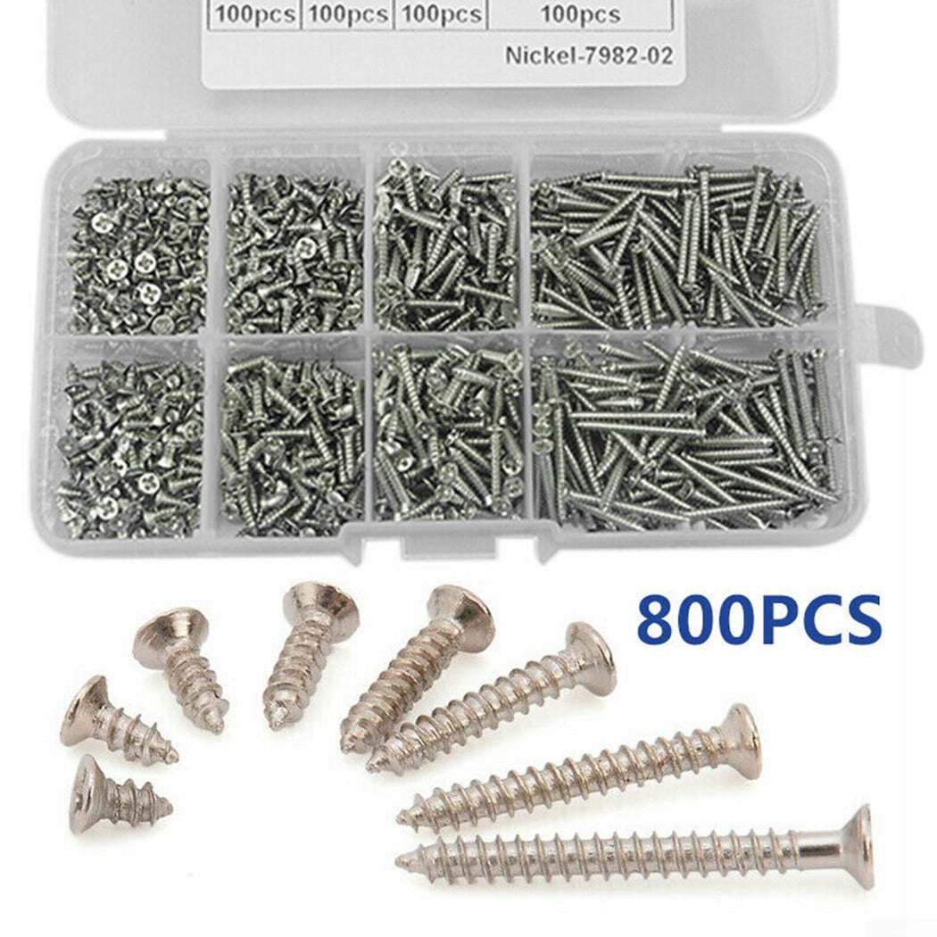 800Pcs Stainless Steel Self Tapping Screw Assortment Kit Lock Nut Wood Thre M1T2