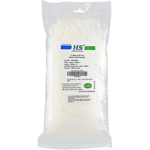 white 4 inchs bulk Caja de 70 paquetes, 1000/paquete, mini bridas con cremallera, bridas de plástico transparente, 10 cm, bridas para cables blancas a granel, 18 lb para etiquetas