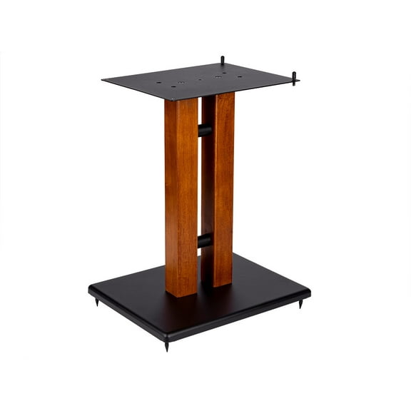 Monoprice Monolith 18in Cherry Wood Speaker Stand with Adjustable Top Plate, Cherry (Each) Hold Speakers Weighing Up To 75 Pounds, Perfect For Center or Bookshelf Speakers