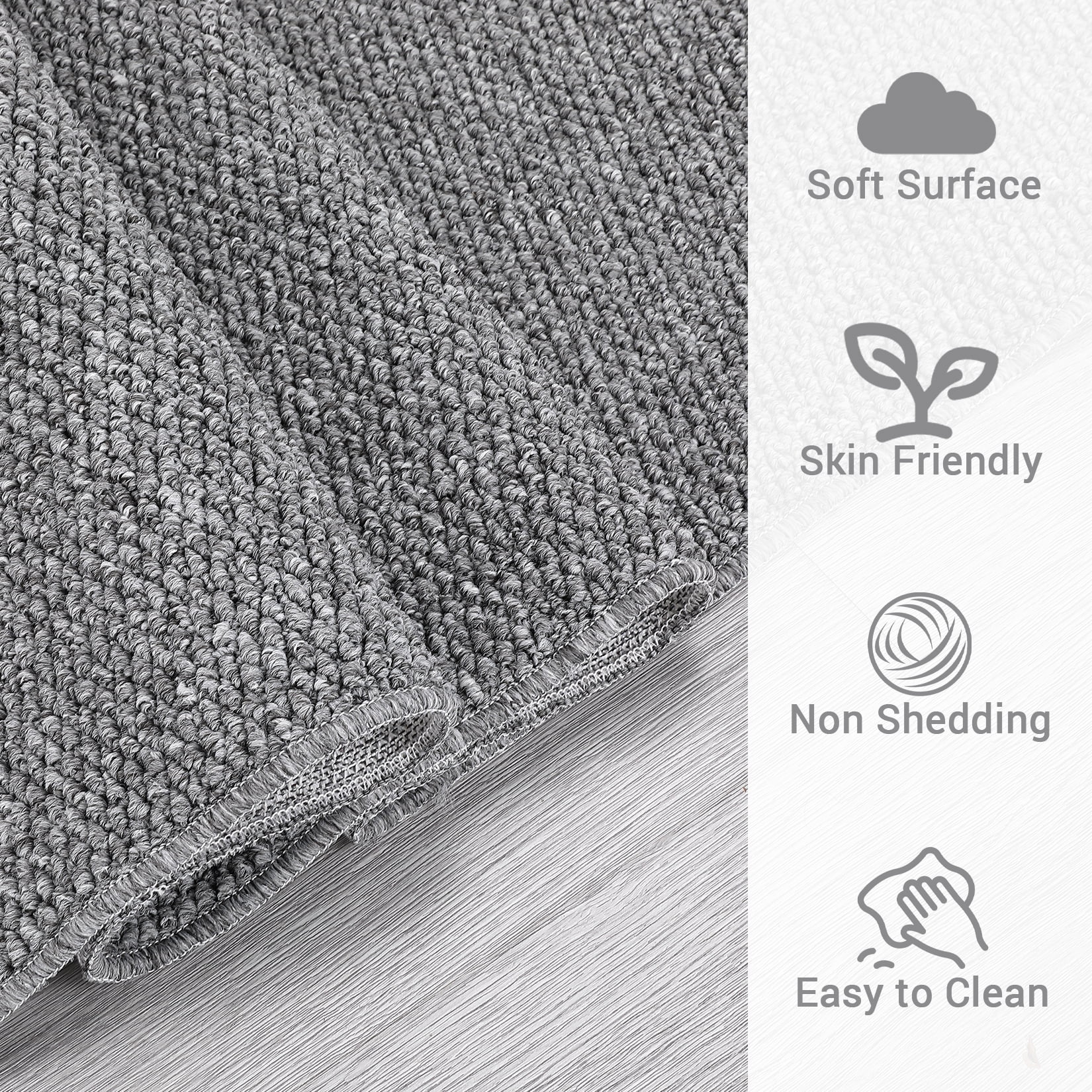 Garvee Modern Solid Runner Rug, 2'x6' Washable Non Slip Backing Rug Low Pile Stain Resistant Indoor Floor Carpet for Hallway Bedroom Laundry, Gray