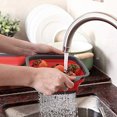 thumbnail image 3 of Collapsible Colander Set, Round Silicone Kitchen Strainer Diameter Sizes29.5*22.5*2.5cm and30*24*2.5cm Perfect for Draining Pasta Vegetable fruit 2 PCS, 3 of 5
