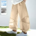 thumbnail image 2 of HVOBTTY Toddler Wide Leg Trousers, Fall Long Pants for Kid, Kids Solid Color Mesh Breathable Lightweight Mosquito Proof Pocketed Long Pants Khaki, 9-10 Years, 2 of 5