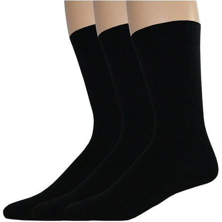 Dockers Men's Light Weight Crew Socks, Black, 3 Pair