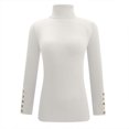 thumbnail image 4 of YUGYXL Women's Fall Turtleneck Sweater Teen Girls Button Long Sleeve Sweaters Casual Knit Pullover Comfort Jumper Tops White L, 4 of 5