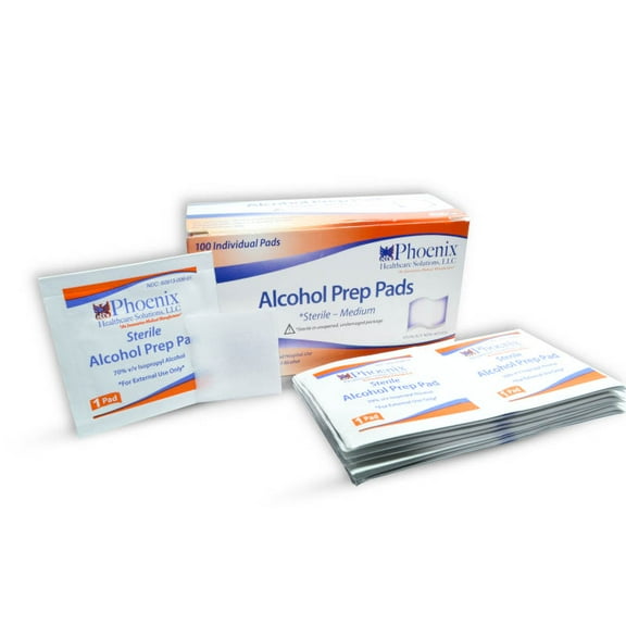 100 Toallitas con Alcohol Estériles, Ideales para Preparar Zonas de Inyección PHOENIX PREP-PHO-2021