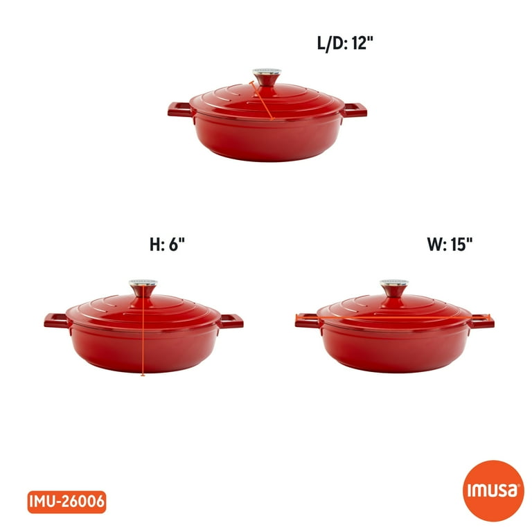 IMUSA 4Qt Cast Aluminum Nonstick Casserole Red with Easy Grip