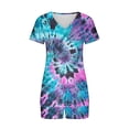 thumbnail image 5 of Jacenvly Ladies Pajamas Set 2Pc Women's Fashion Printed Casual Home Two-Piece V-Neck Top with Pocket Shorts Set New and Trending Sky Blue, 5 of 5