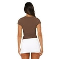 thumbnail image 5 of Sexy Short Sleeve Top for Women Solid Slim Fitted Shirt Tee Basic Crew Neck Crop Top Blouse, 5 of 6