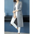 thumbnail image 3 of Womens Open Front Knit Long Sleeve Slits Drape Duster Coat Cardigan Sweater with Pockets, Grey Side Slit, 3 of 5