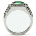 thumbnail image 2 of Anillo para hombre esmeralda verde de acero inoxidable con circonita cÃºbica de 3.45 quilates, 2 of 9