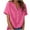 Hot Pink, variant on Yuanlook Women's Linen Shirts Button Down Short Sleeve Blouses V Neck Collared Summer Casual Loose Tops for Women S-2XL