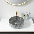 thumbnail image 4 of Vinnova Rubi 15.6-inch Cloudy Gray Finish Glass Round Bathroom Vanity Over-Mounted Vessel Sink Bowl, 4 of 9