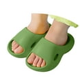 thumbnail image 4 of LIIPEE Girls Boys Slippers Summer Fashion Solid Color Open Toe Non- Soft Sole Flip Flops On Water Shoes Toddler Breathable Outdoor Slipper,Green,6-7 Years, 4 of 9