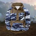 thumbnail image 2 of qolati Camouflage Hoodies for Men Color Block Lightweight Quater Zip Pullover Tops Vintage Sweatshirt Casual Long Sleeve Cargo Hoodies with Pockets Khaki L, 2 of 4