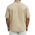 thumbnail image 3 of Uwinwear Men's Classic 1 Pocket Short Sleeve Button Up Shirt Washed Denim Short Sleeve Shirt Loose Fit Casual Summer Tops,Khaki,XXXXL, 3 of 3
