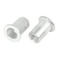 thumbnail image 3 of 110 Pcs M6 Silver Tone Aluminum Alloy Car Auto Flat Head Rivet Nut Threaded Insert, 3 of 6