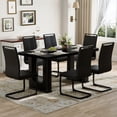 thumbnail image 6 of ExtraLco Dining Table Set for 6, Black Wood Grain Table with 6 PU Chairs for Kitchen Dining Room, 6 of 10
