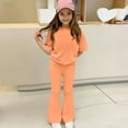 thumbnail image 6 of CCRFTGI Summer Outfits for Children Girls Size 7 Cute Y2k 2 Piece Outfits Oversized T Shirts and Flare Pants High Waist Active Gym Clothing Sets Orange 3-4 Years, 6 of 7