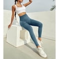 thumbnail image 5 of Outfmvch Leggings for Women Straight Leg Butt Lifting Leggings Athletic Gym Workout Pants Womens Leggings Pants for Women Resistance Band Leggings Pull On Side Pockets Bootcut Pants Blue S, 5 of 8
