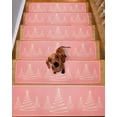 thumbnail image 2 of Chritsmas Tree Lights Stair Treads for Wooden Steps Indoor Runner Rug Carpet, Pink Xmas New Year Holiday 10 Pieces Peel and Stick Staircase Step Treads Covers Washable Throw Door Mats, 30"x8", 2 of 7