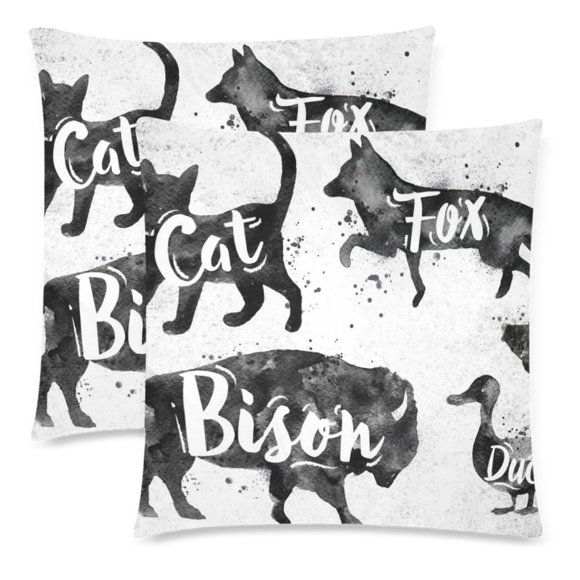 YUSDECOR funny animals Pillowcase Pillow Protector Cushion Cover 18x18 inch,Set of 2