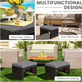 thumbnail image 6 of RELAX4LIFE 2-Piece Wicker Outdoor Ottoman, Rattan Footrest Set of 2 with Removable Cushions, 3-in-1 Foot Stool, Side Table & Additional Seating, Outdoor Footstools for Patio Backyard (Grey), 6 of 9