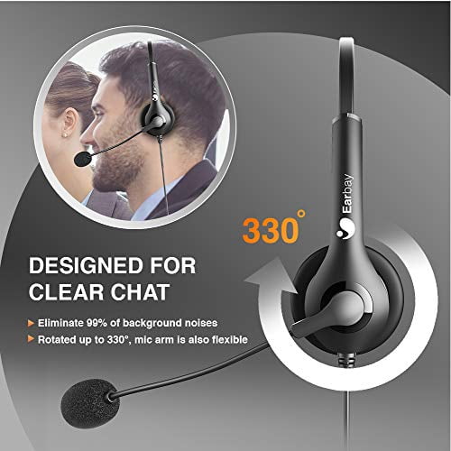 Cell Phone Headset With Microphone Noise Cancelling Call Controls Wired Headphones With Volume Control Computer Headset Stereo For Zoom Skype Webinar Online Conference Office Home Call Ce Walmart Com Walmart Com