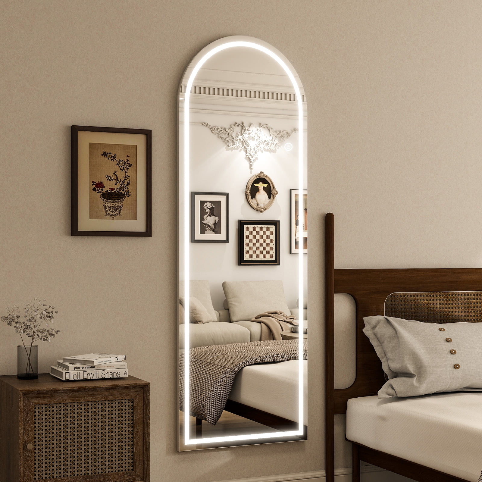 BEAUTYPEAK 21.1"x64" Full Length Standing Mirror with LED Lights,White