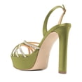 thumbnail image 4 of XYD Women Classic Round Open Toe Platform Sandal Rhinestone Cross Strap Chunky High Heel Party Slingback Shoes Size 4.5 Olive, 4 of 4