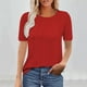 thumbnail image 2 of Tops de otoño,Blusa de encaje con escote en V para mujer, informal, de manga corta, de poliéster, holgada, para uso diario, sopatenor, 2 of 9