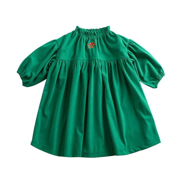 WEAIXIMIUNG Robe Tutu pour Filles Tout-Petits Automne Imprimée Manches Longues en Velours Côtelé Robe Couleur Unie