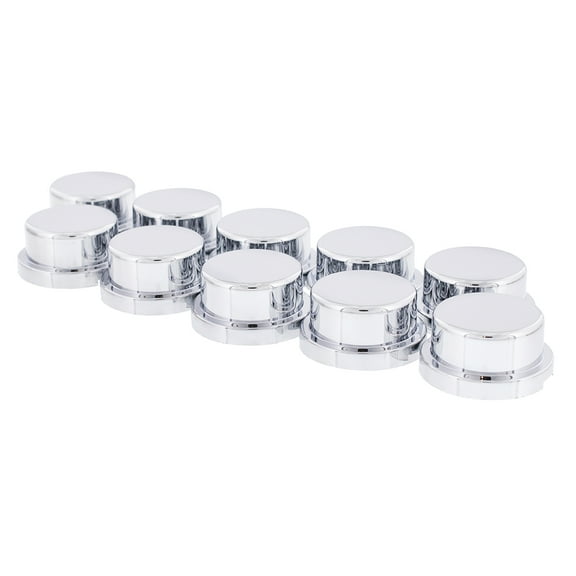 United Pacific 10755 3/4” x 5/8” Chrome Plastic Push-On Flat Top Lug Nut Covers, Triple Chrome Plated, Fits Hex Nuts & Bolts – Pack of 10
